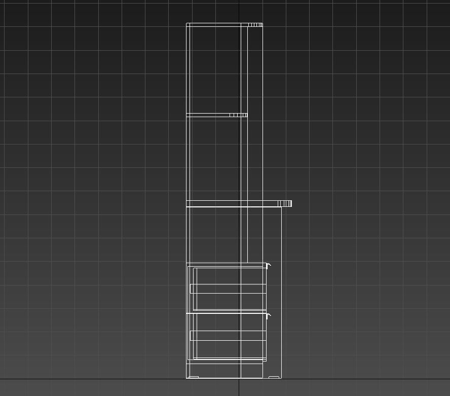 Library with desk and drawers 3D model_12