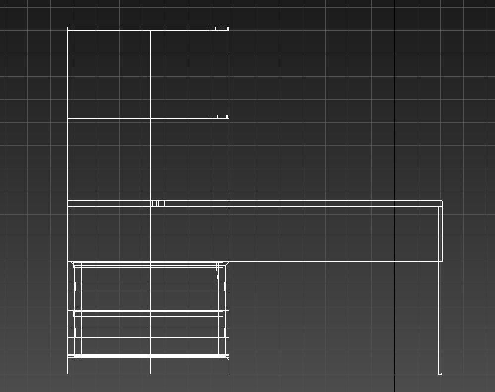Library with desk and drawers 3D model_13