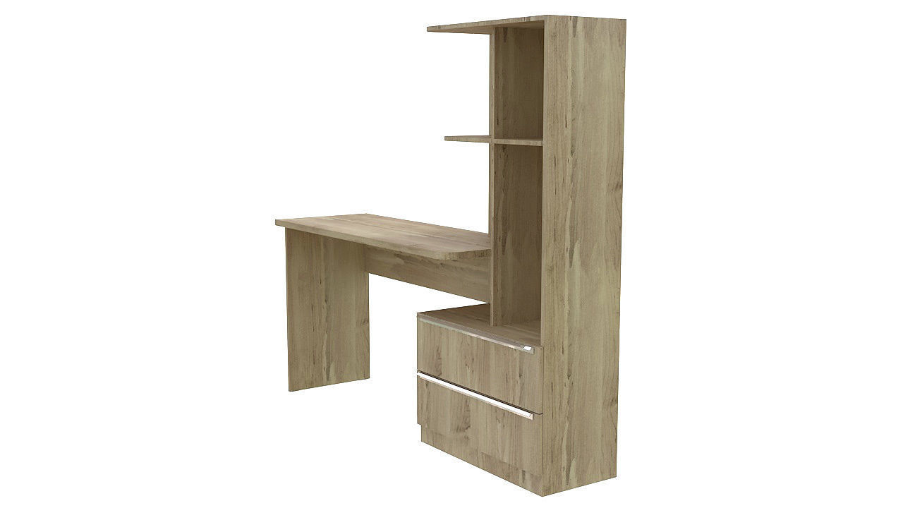 Library with desk and drawers 3D model_3