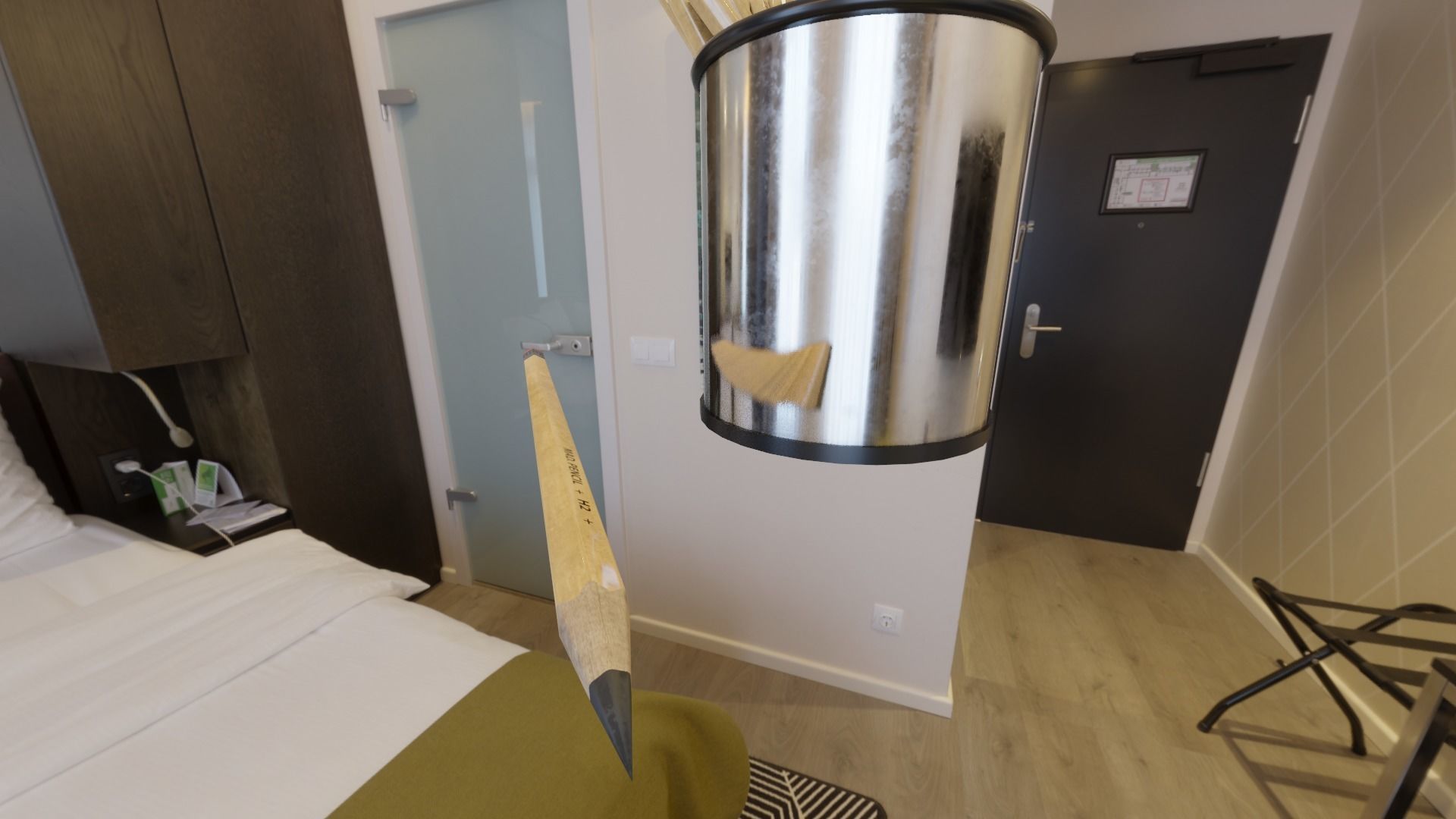 Office and school pencils with metal pen cup Low-poly 3D model_5