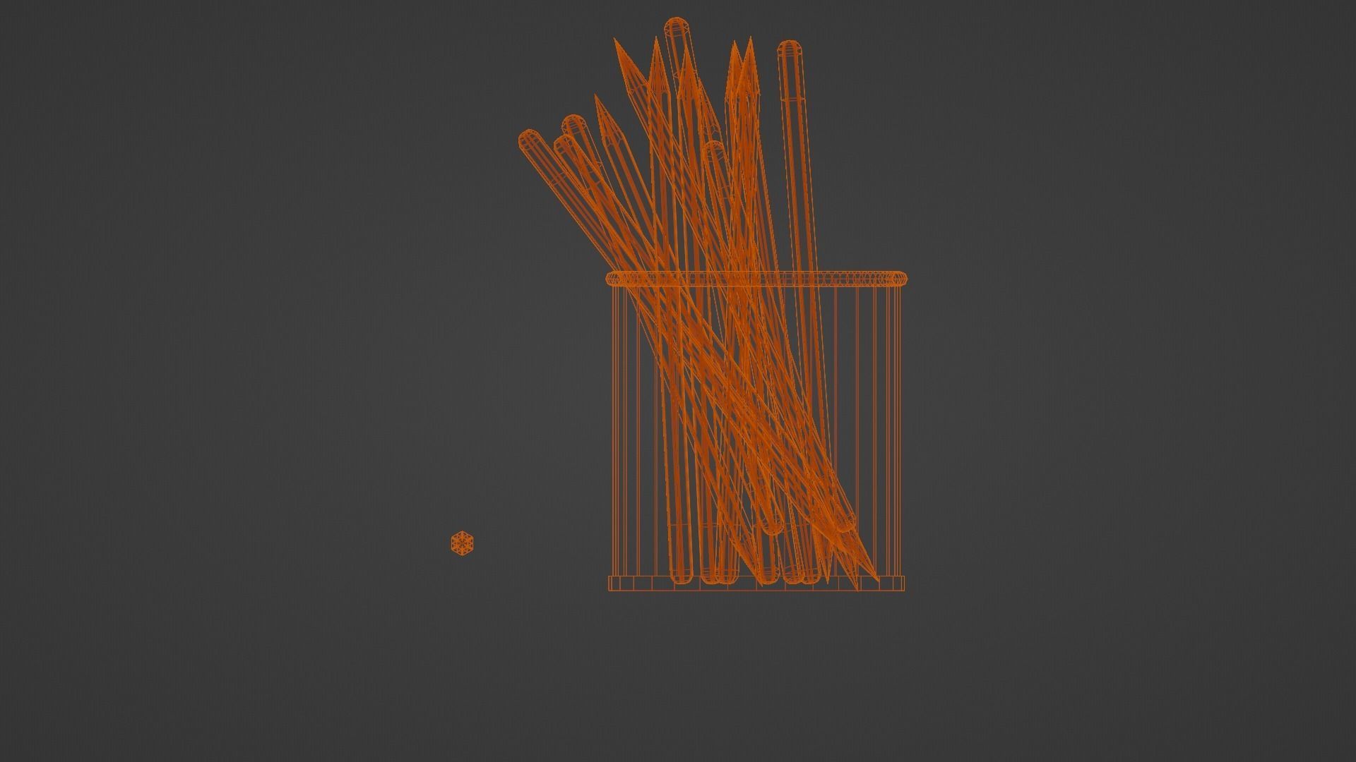 Office and school pencils with metal pen cup Low-poly 3D model_9