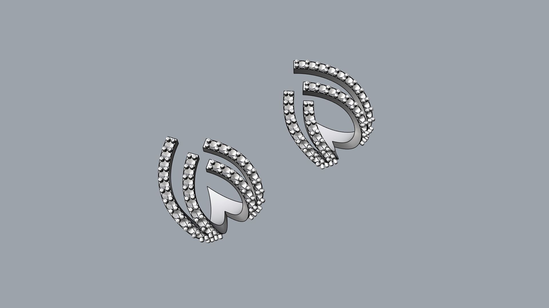 Sparkling huggies Style Earring V1 - pre supported 3D print model_13