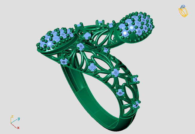 Two Head Women Ring 3DM Womens Ring 3d models 3D print model 3D print model_1