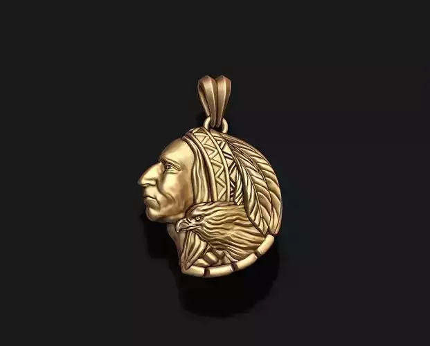 Native indian american with eagle pendant