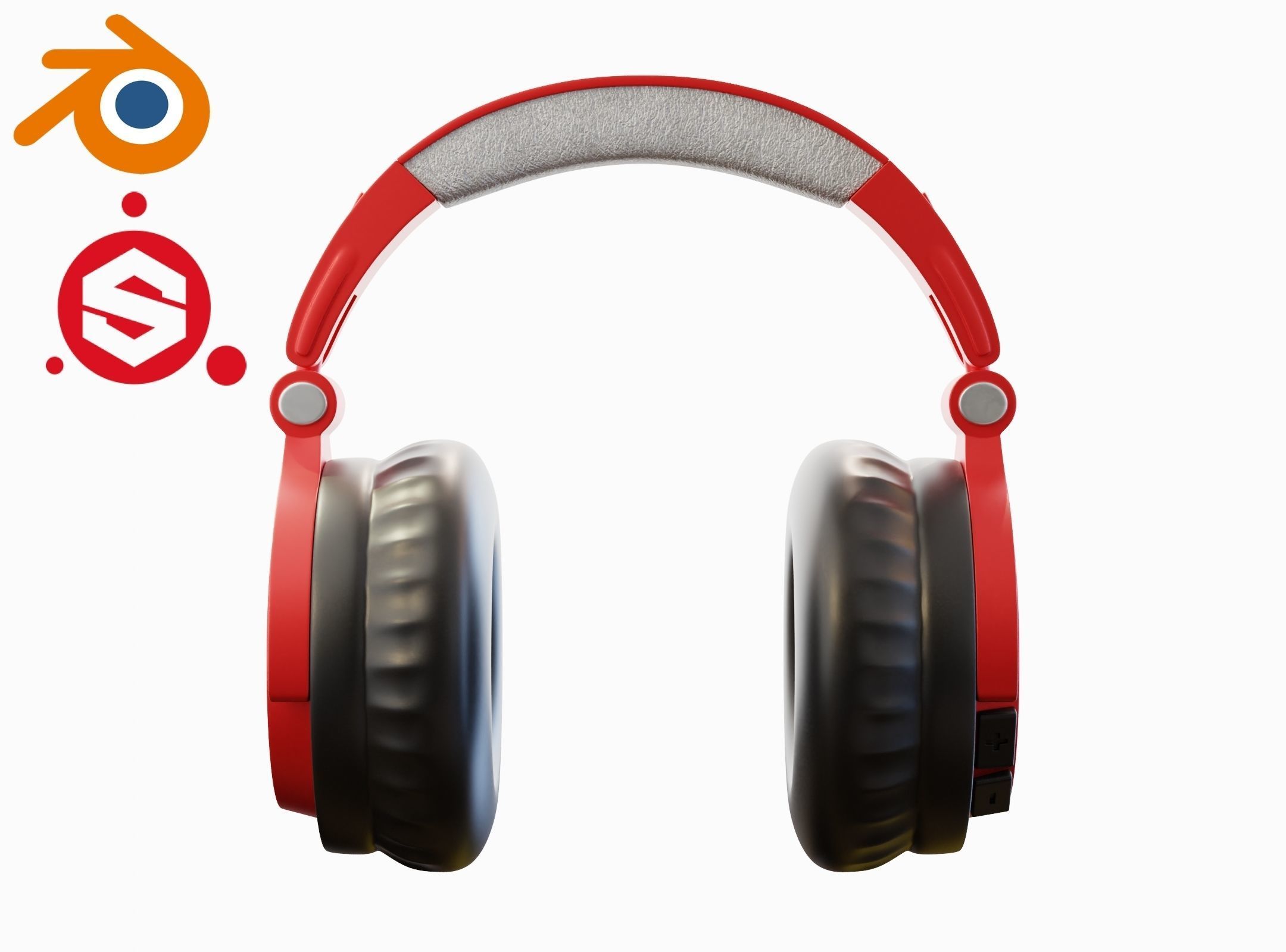 Headphone Red PBR Subdivision Ready for Film Low-poly 3D model_2