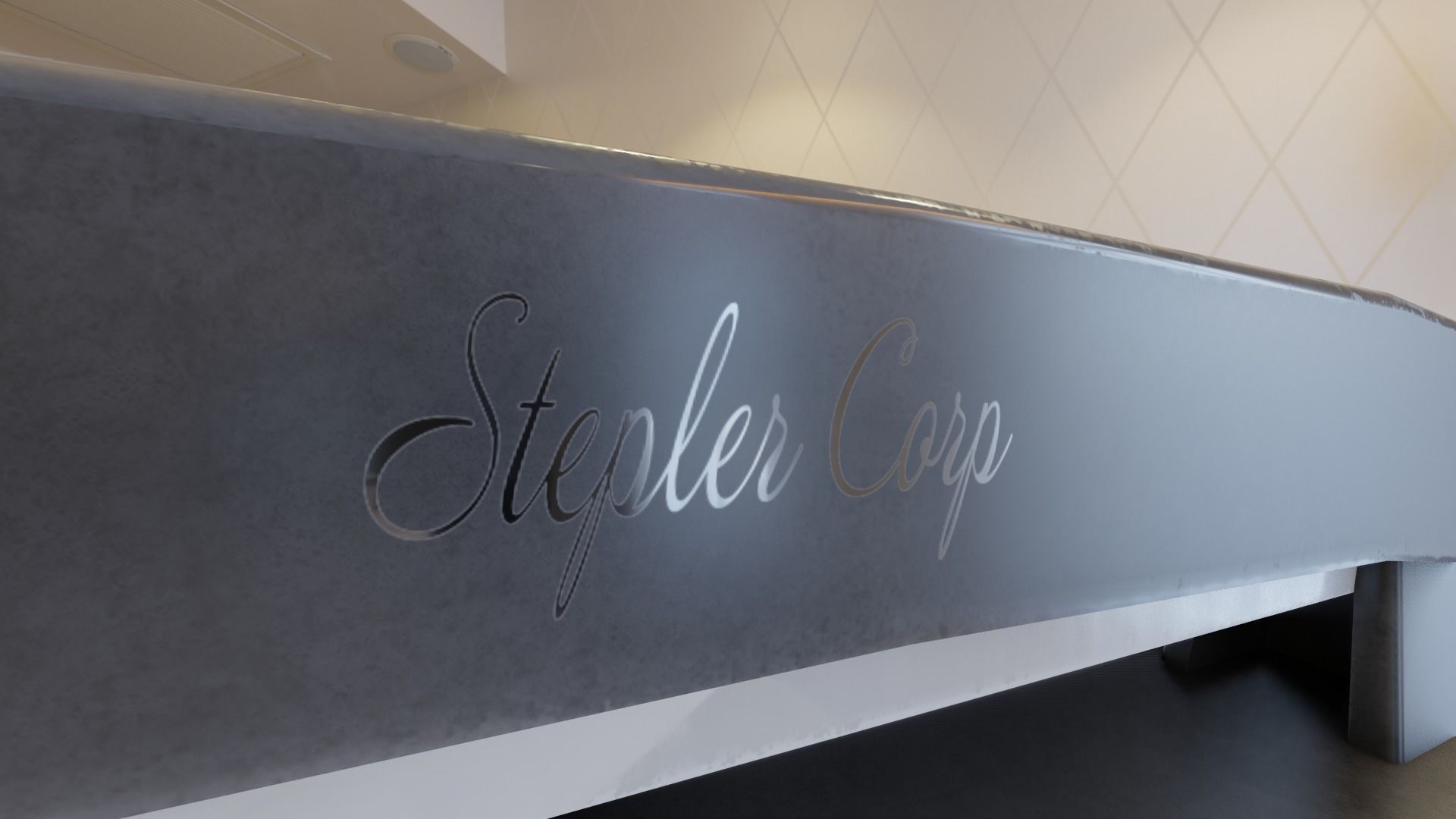 office and school classic black thin stapler Low-poly 3D model_7