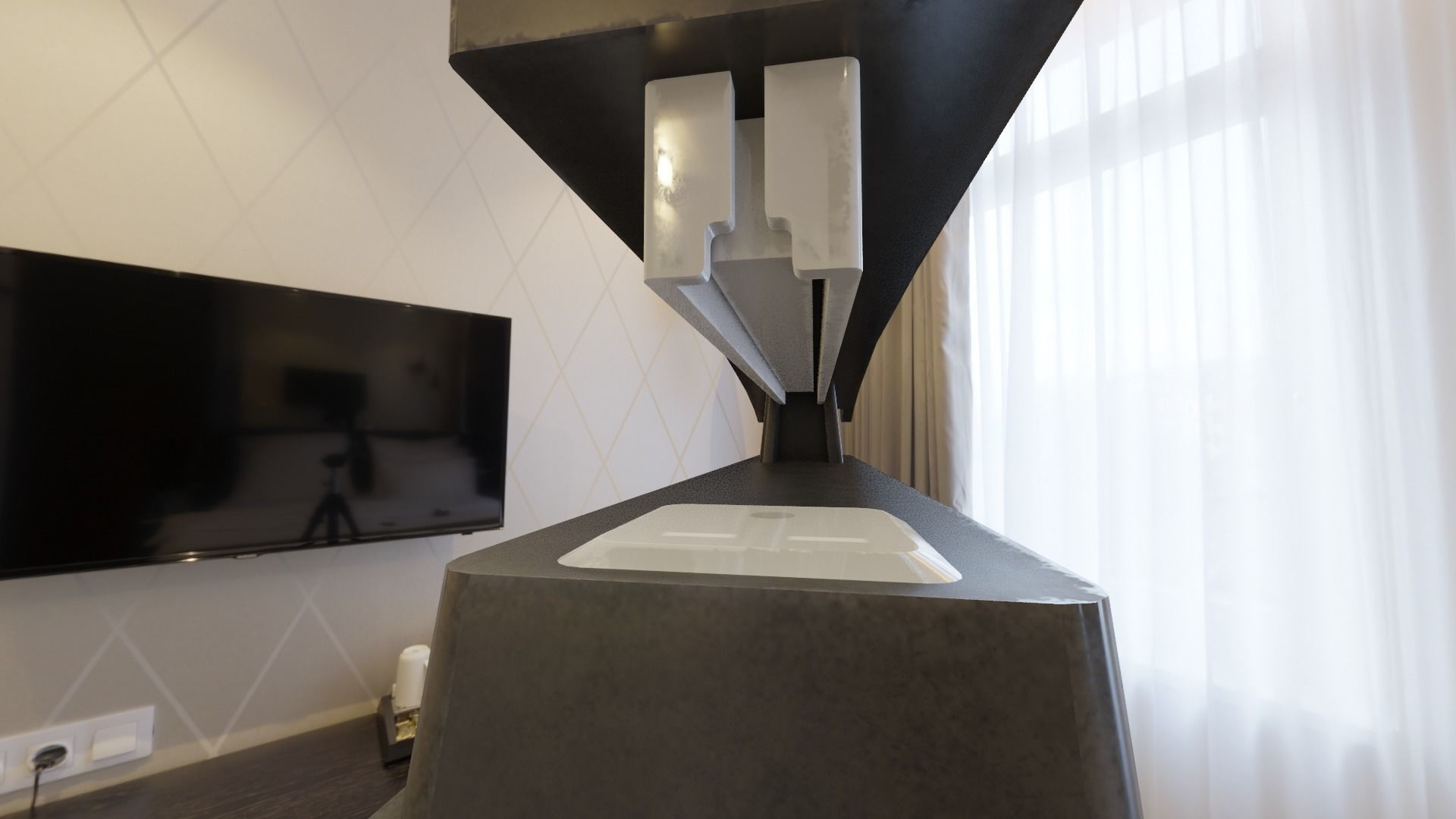 office and school classic black thin stapler Low-poly 3D model_3