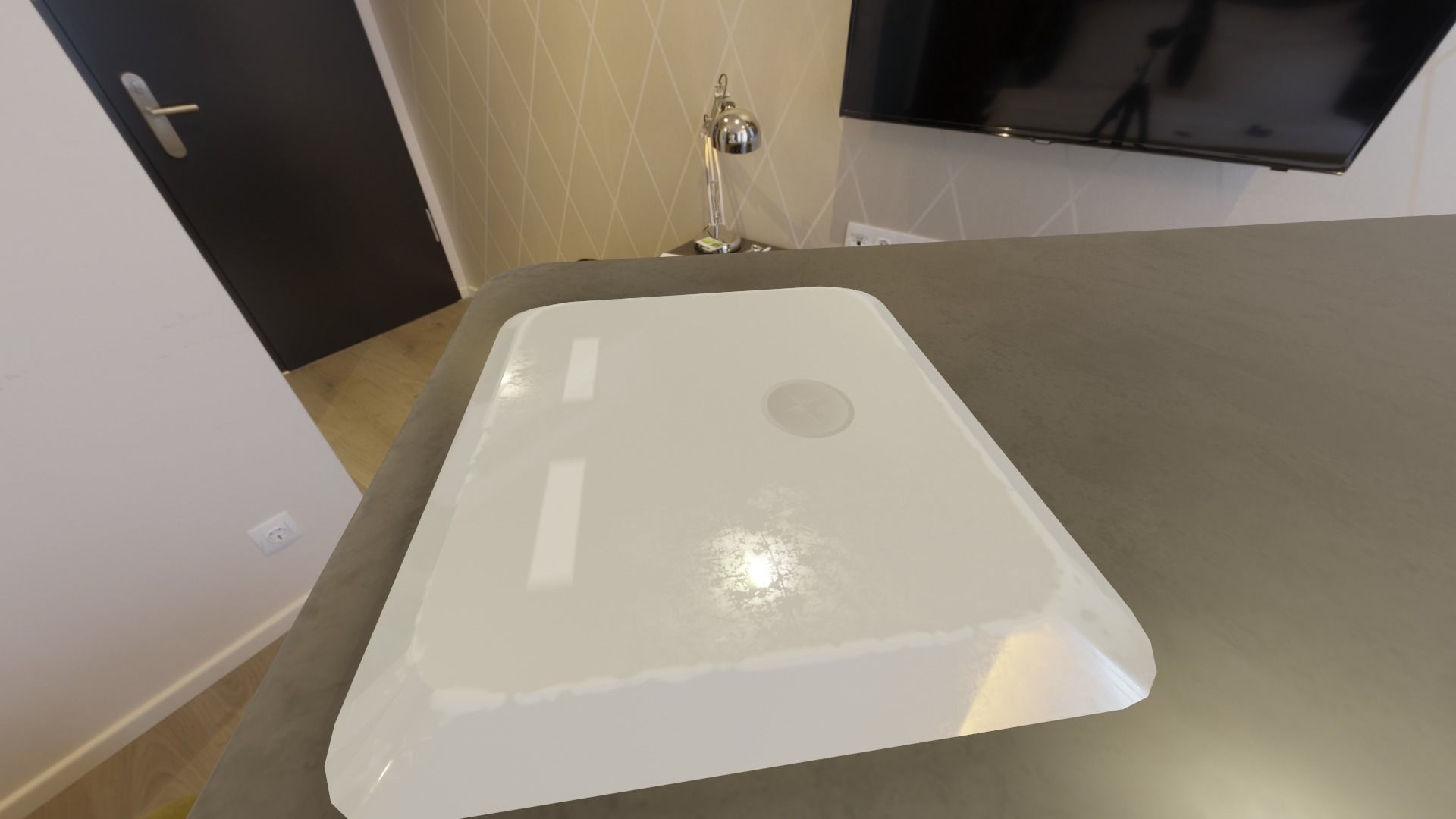 office and school classic black thin stapler Low-poly 3D model_4