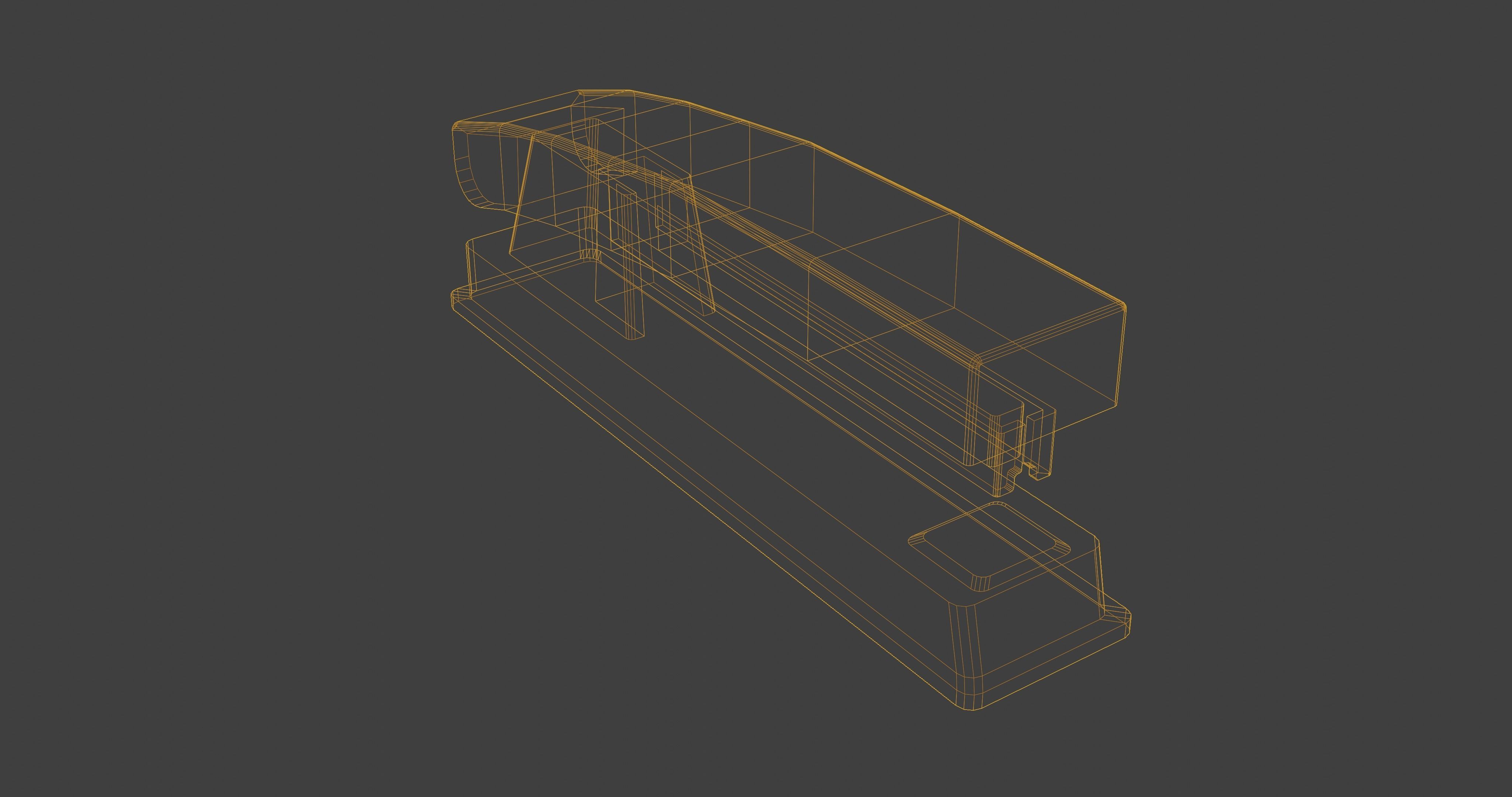 office and school classic black thin stapler Low-poly 3D model_2