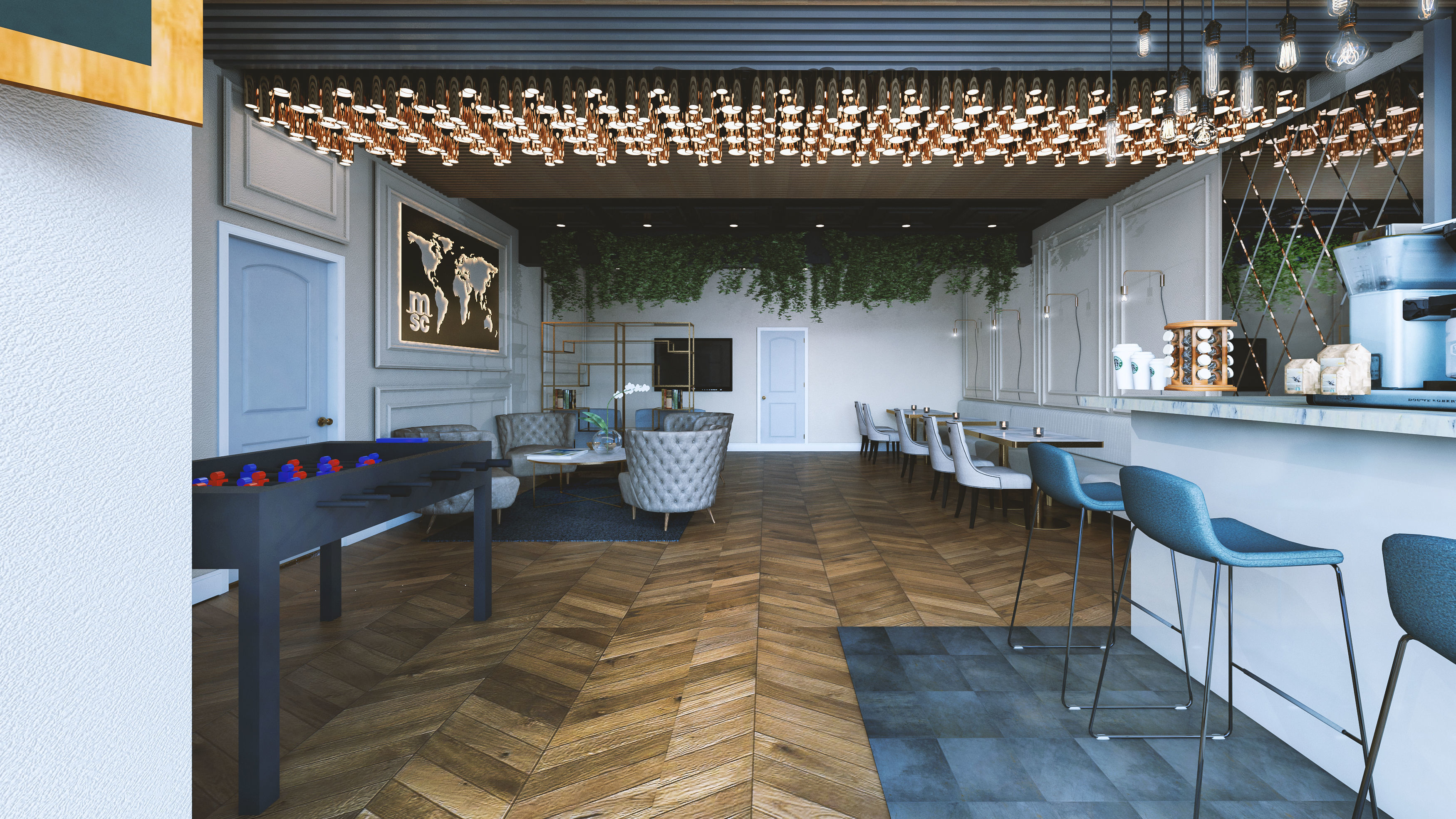 Rustic style cafe and bar 3D model_1