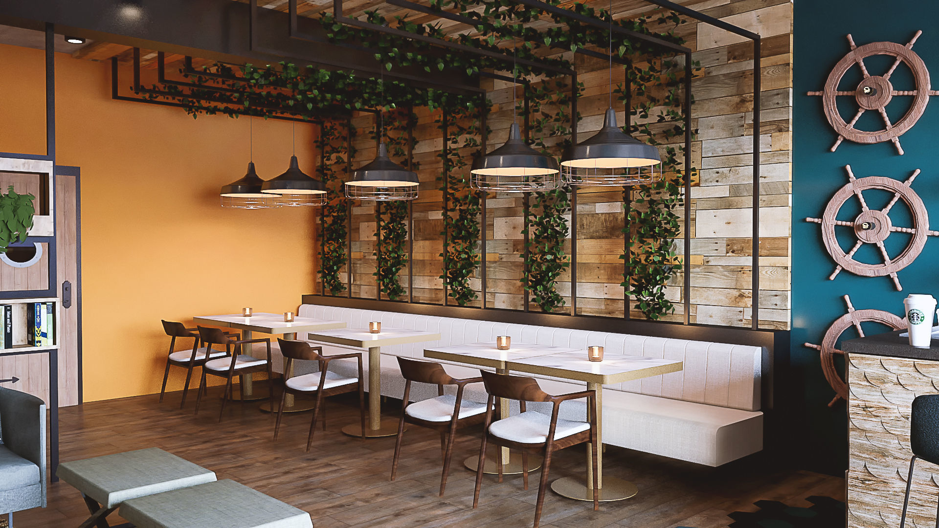 Rustic style cafe and bar 3D model_7