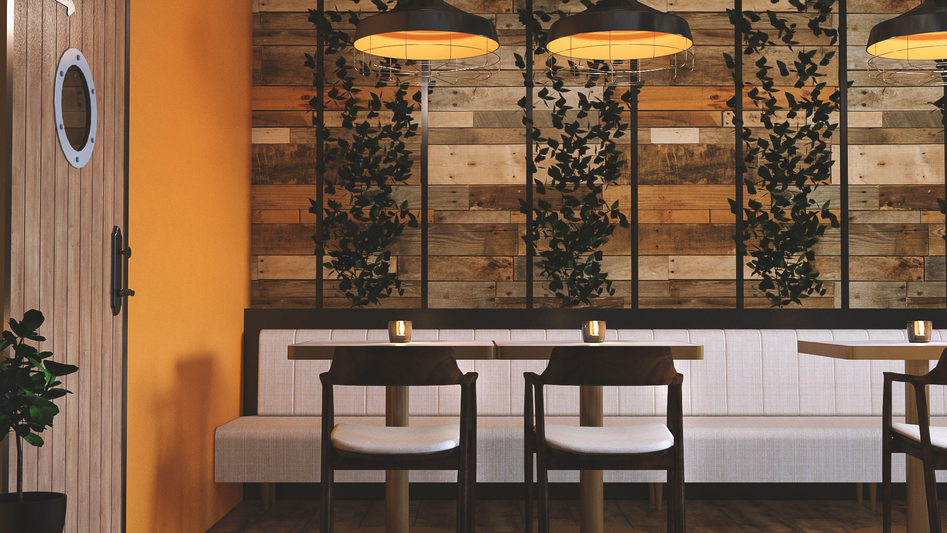 Rustic style cafe and bar 3D model_2
