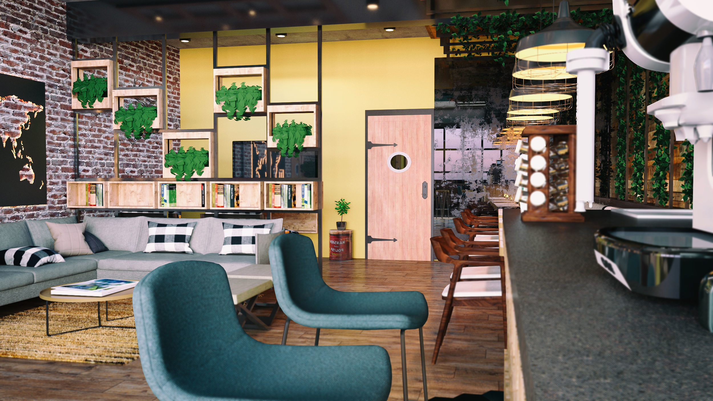 Rustic style cafe and bar 3D model_8
