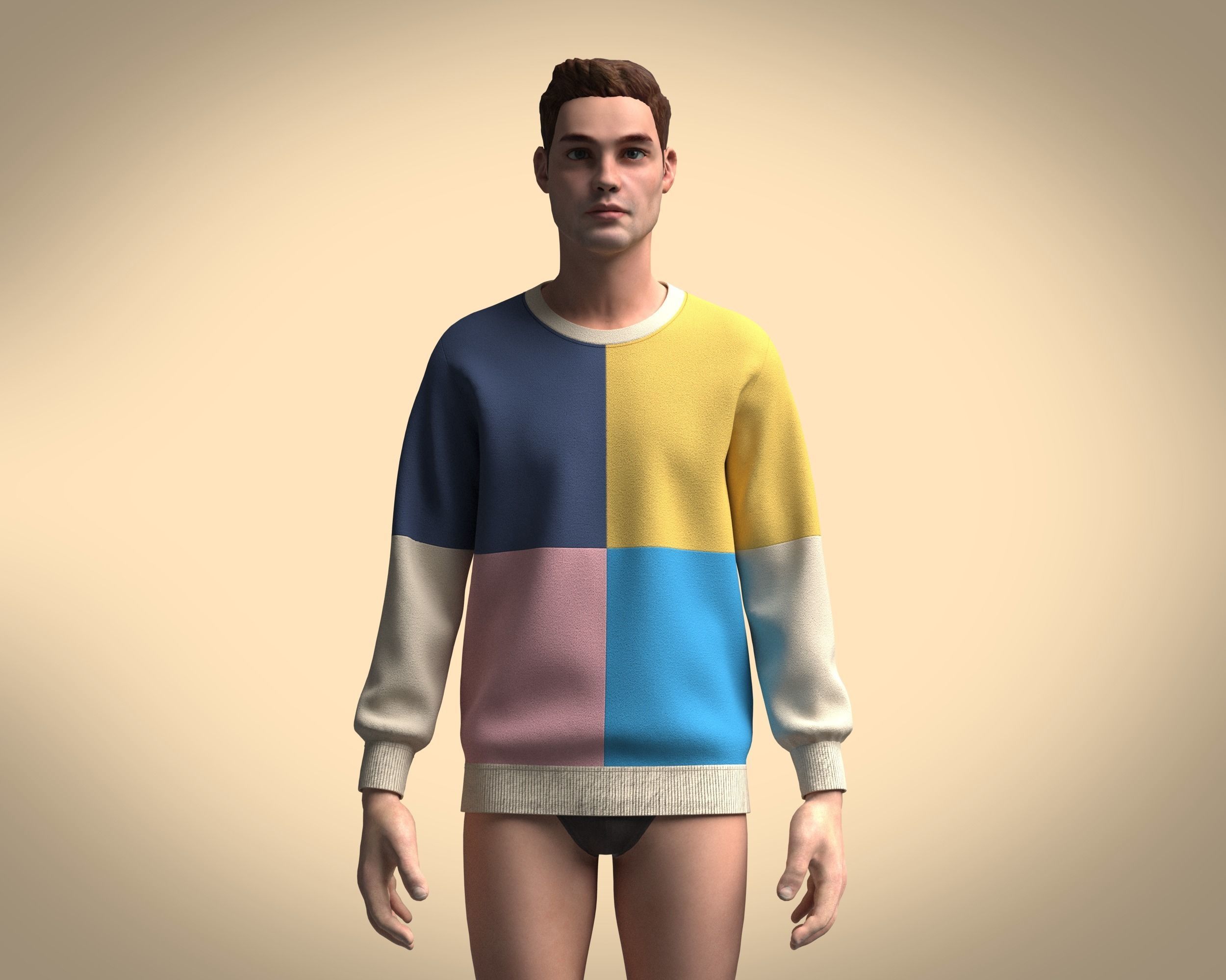 Mens SweatShirt Multi Color 3D model_1