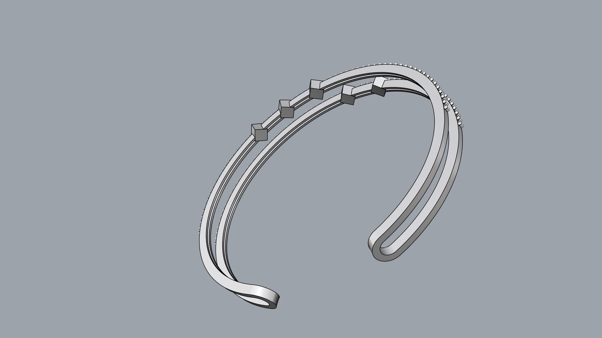 Rhombus diamond bracelet 3D print model_5