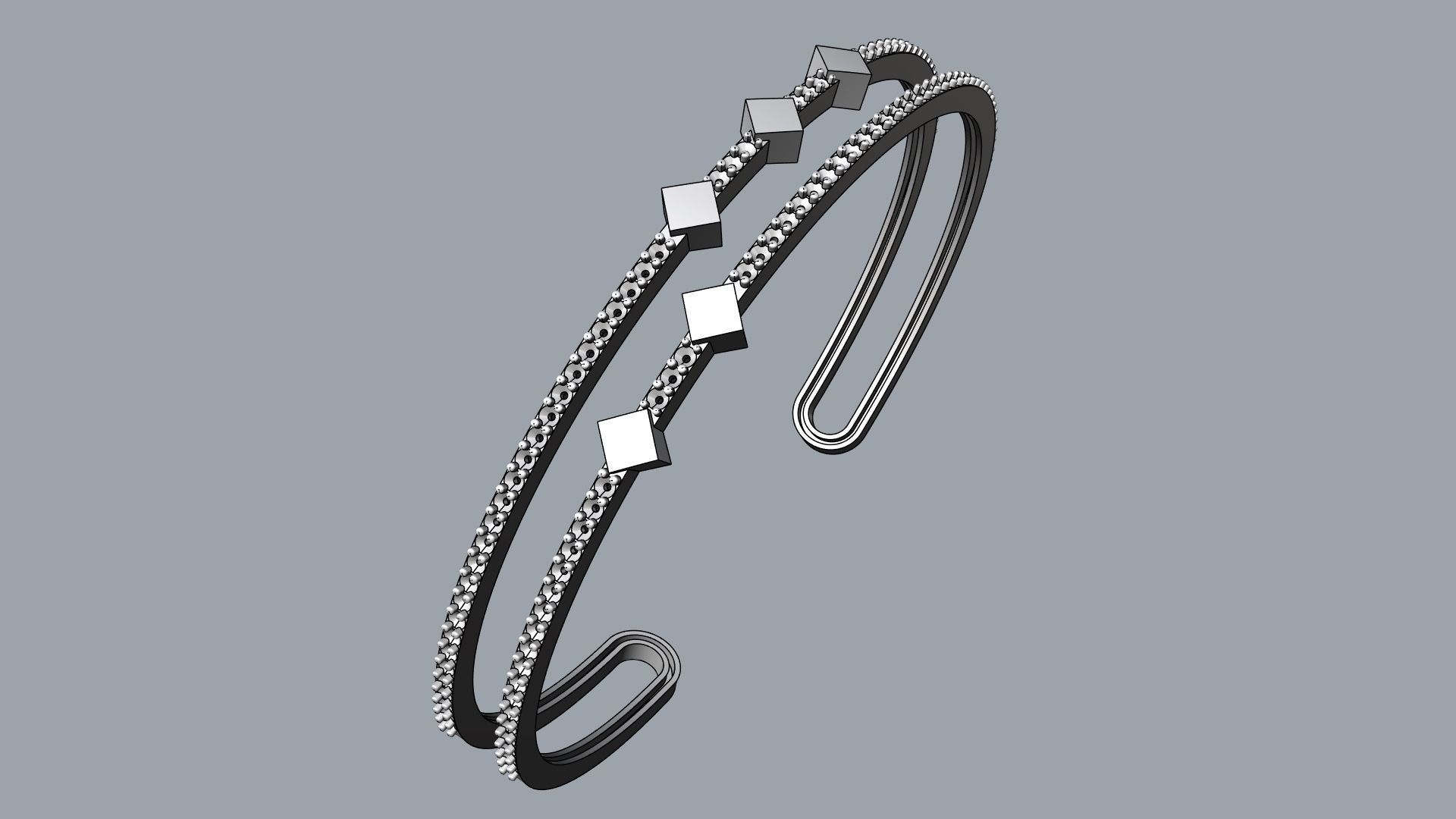 Rhombus diamond bracelet 3D print model_2