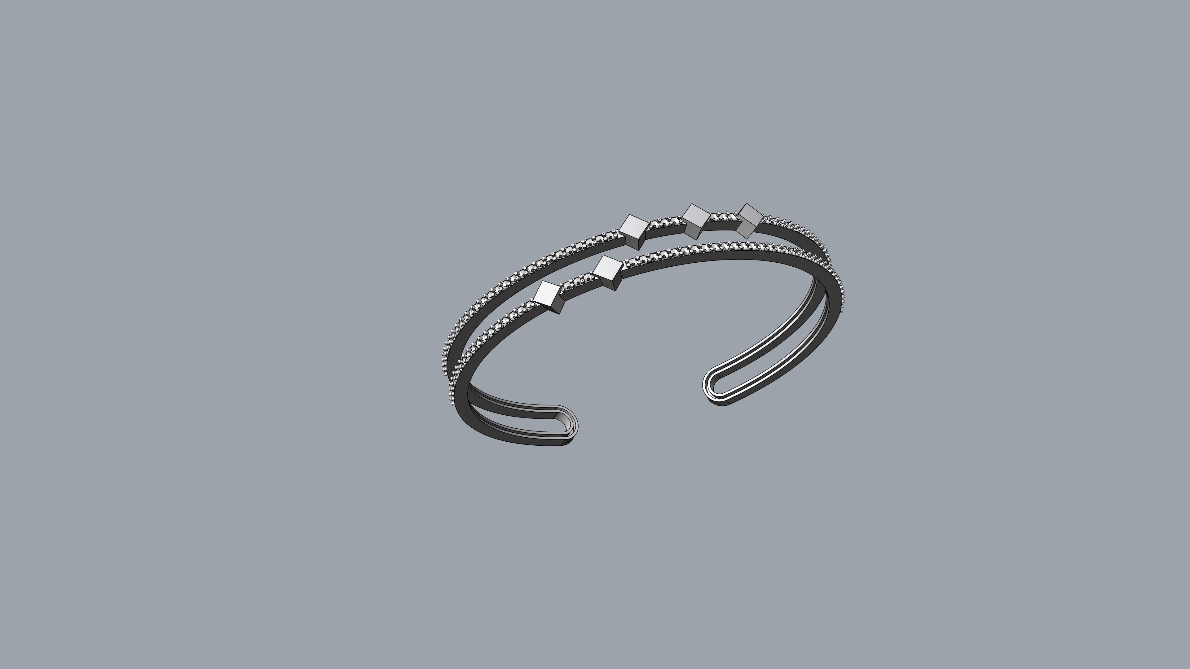 Rhombus diamond bracelet 3D print model_11