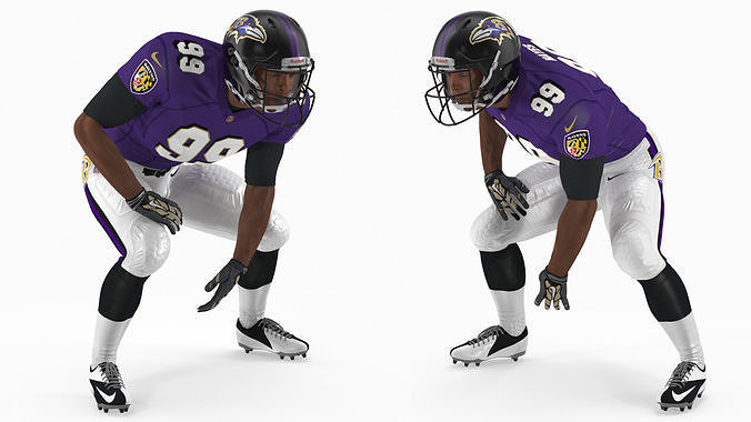 Baltimore Ravens American Football Player Crouching Fur 3D model