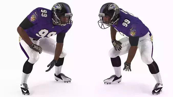 Baltimore Ravens American Football Player Crouching Fur