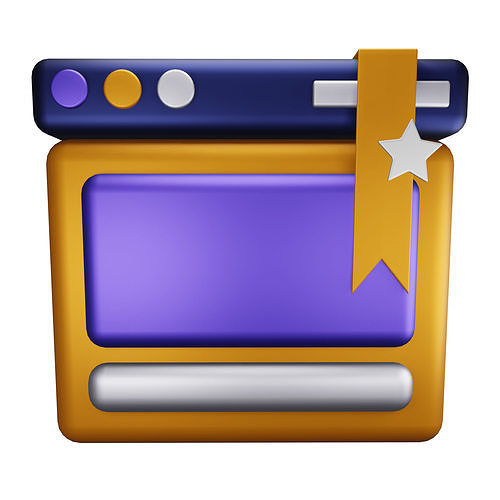 Bookmarks Icon Low-poly 3D model