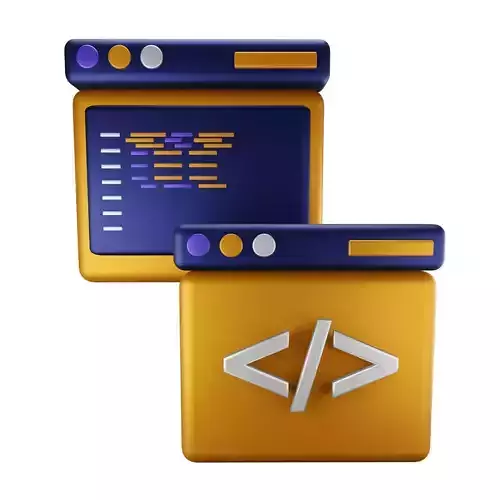 Coding Icon  Low-poly 3D model