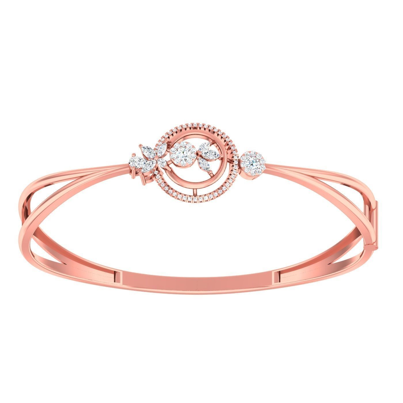 Bracelet - 6 rose gold bangle with diamonds 3D print model_2