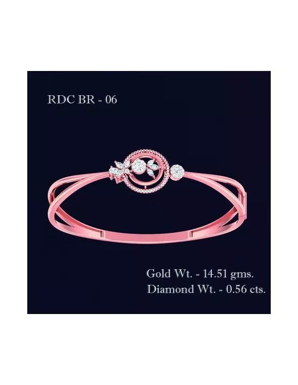 Bracelet - 6 rose gold bangle with diamonds 3D print model_0