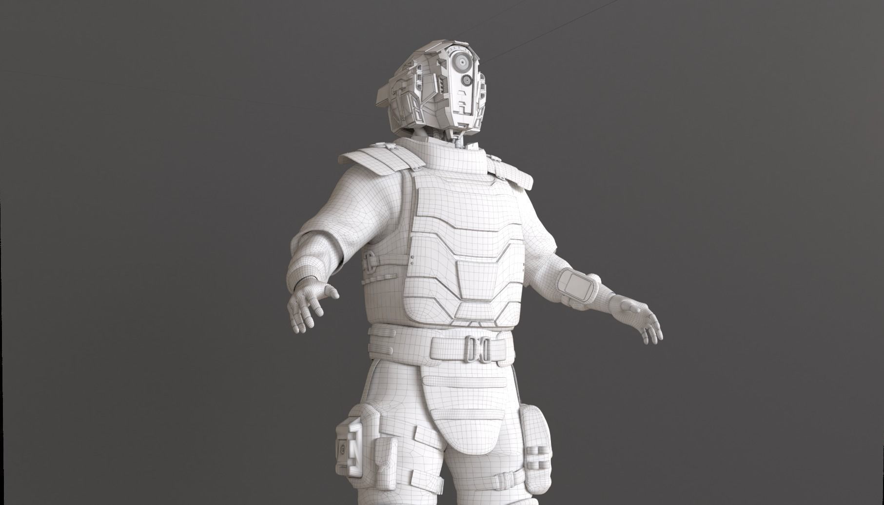 Futuristic police cop robot Low-poly 3D model_6
