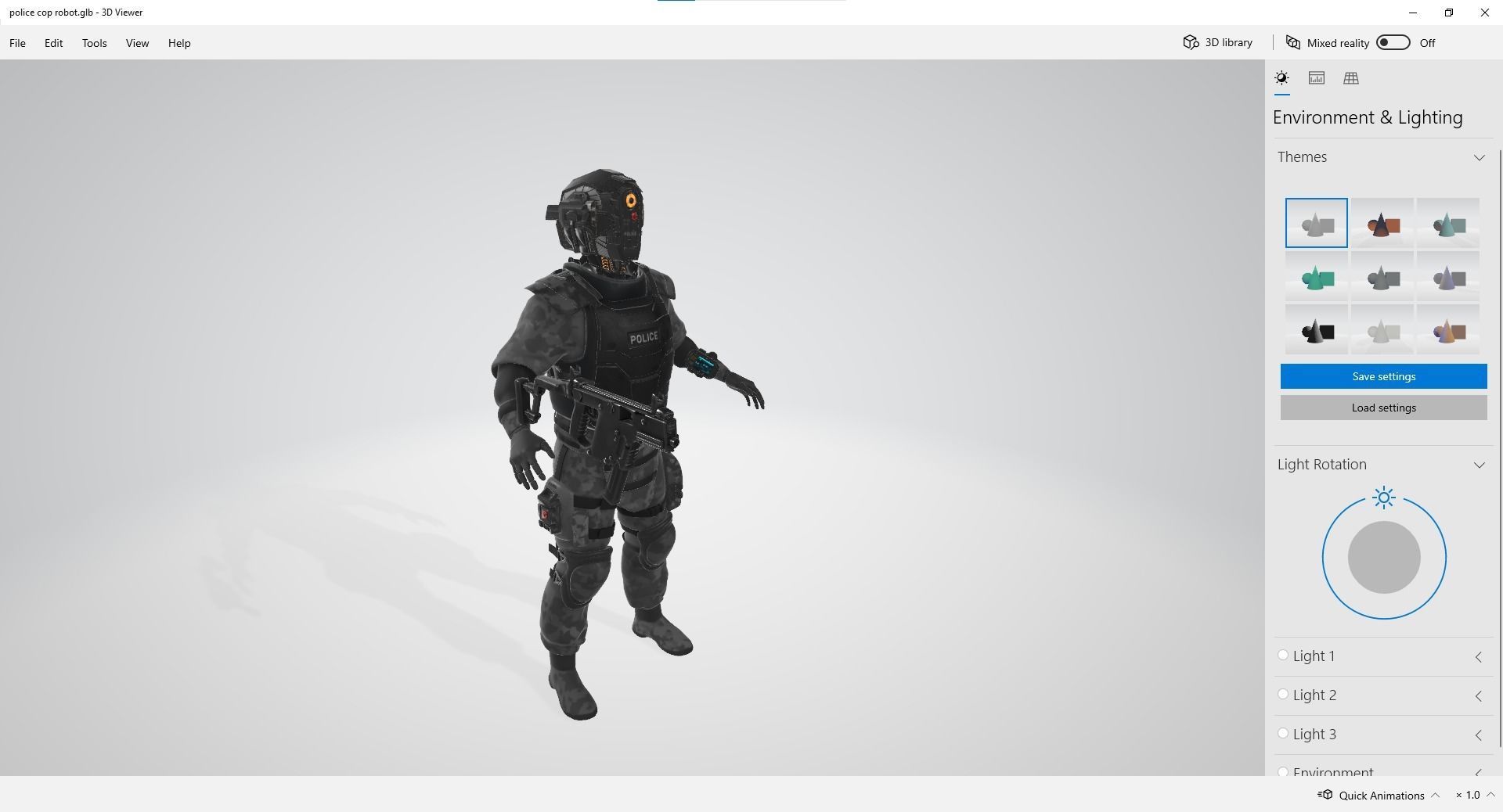 Futuristic police cop robot Low-poly 3D model_9