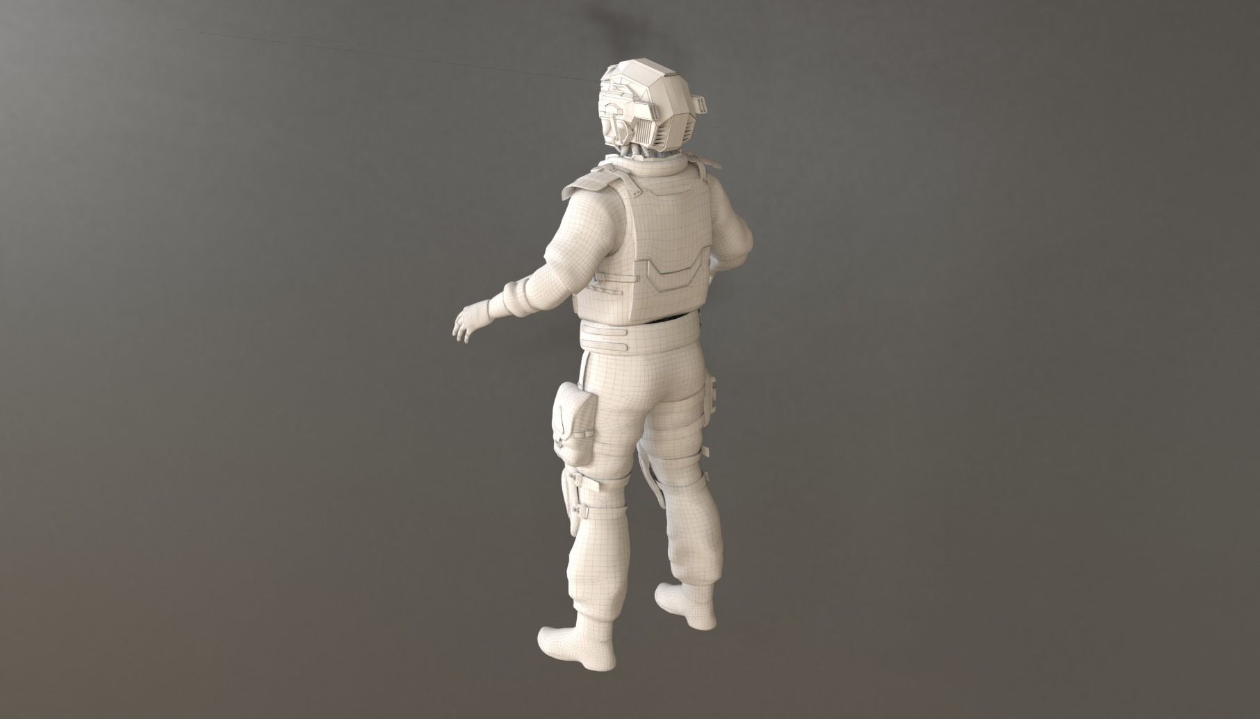 Futuristic police cop robot Low-poly 3D model_7