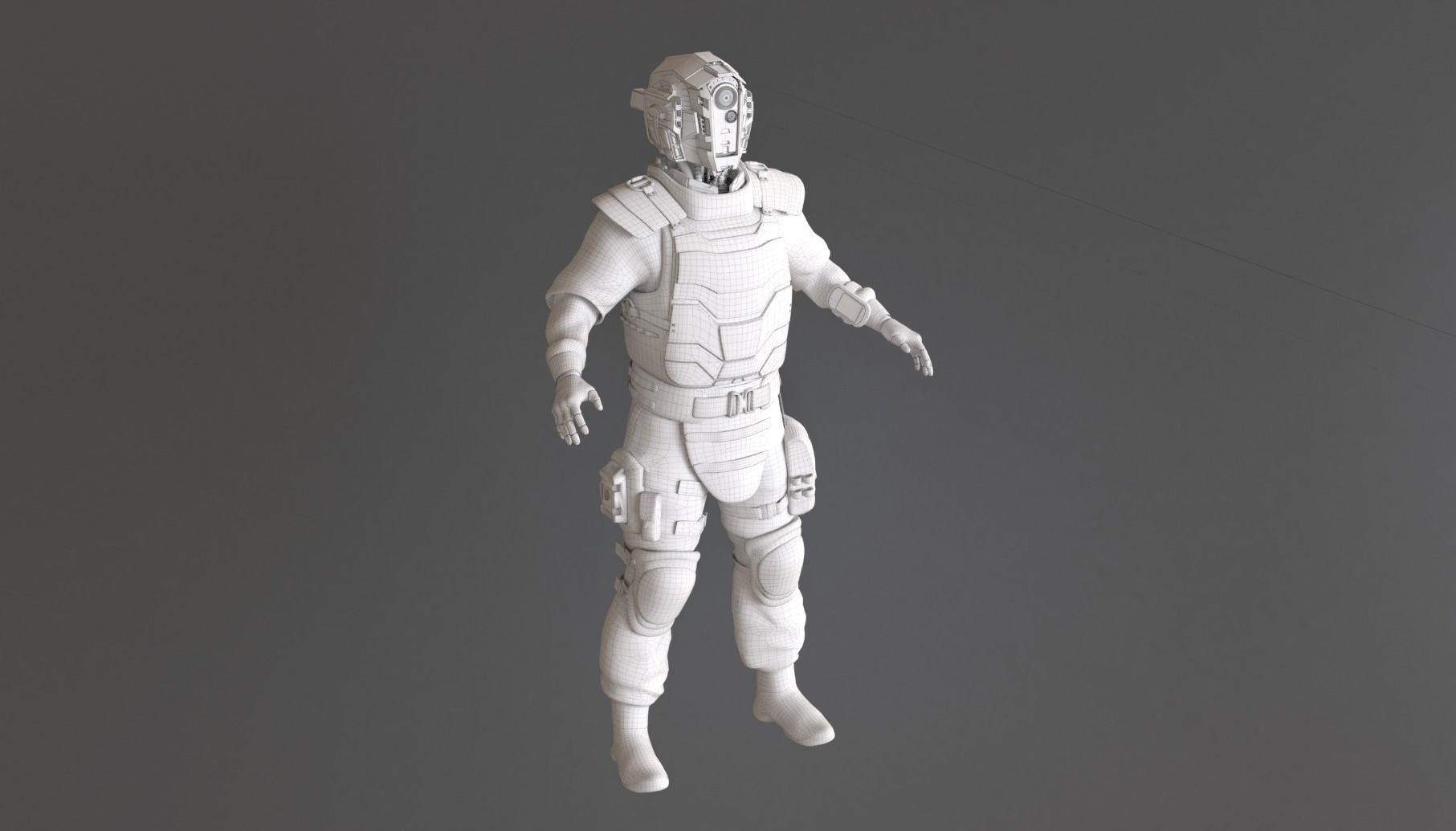 Futuristic police cop robot Low-poly 3D model_8