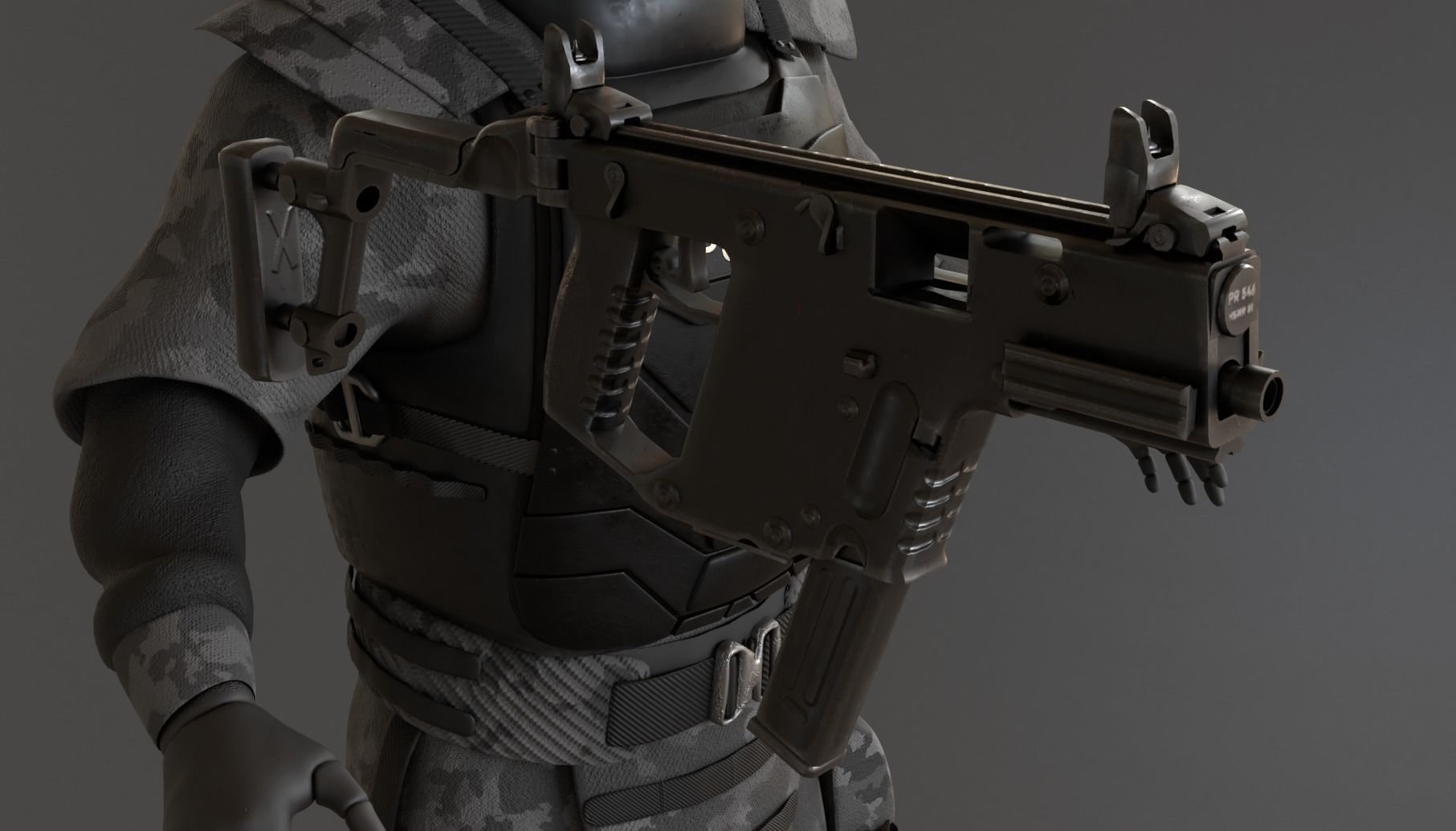 Futuristic police cop robot Low-poly 3D model_4