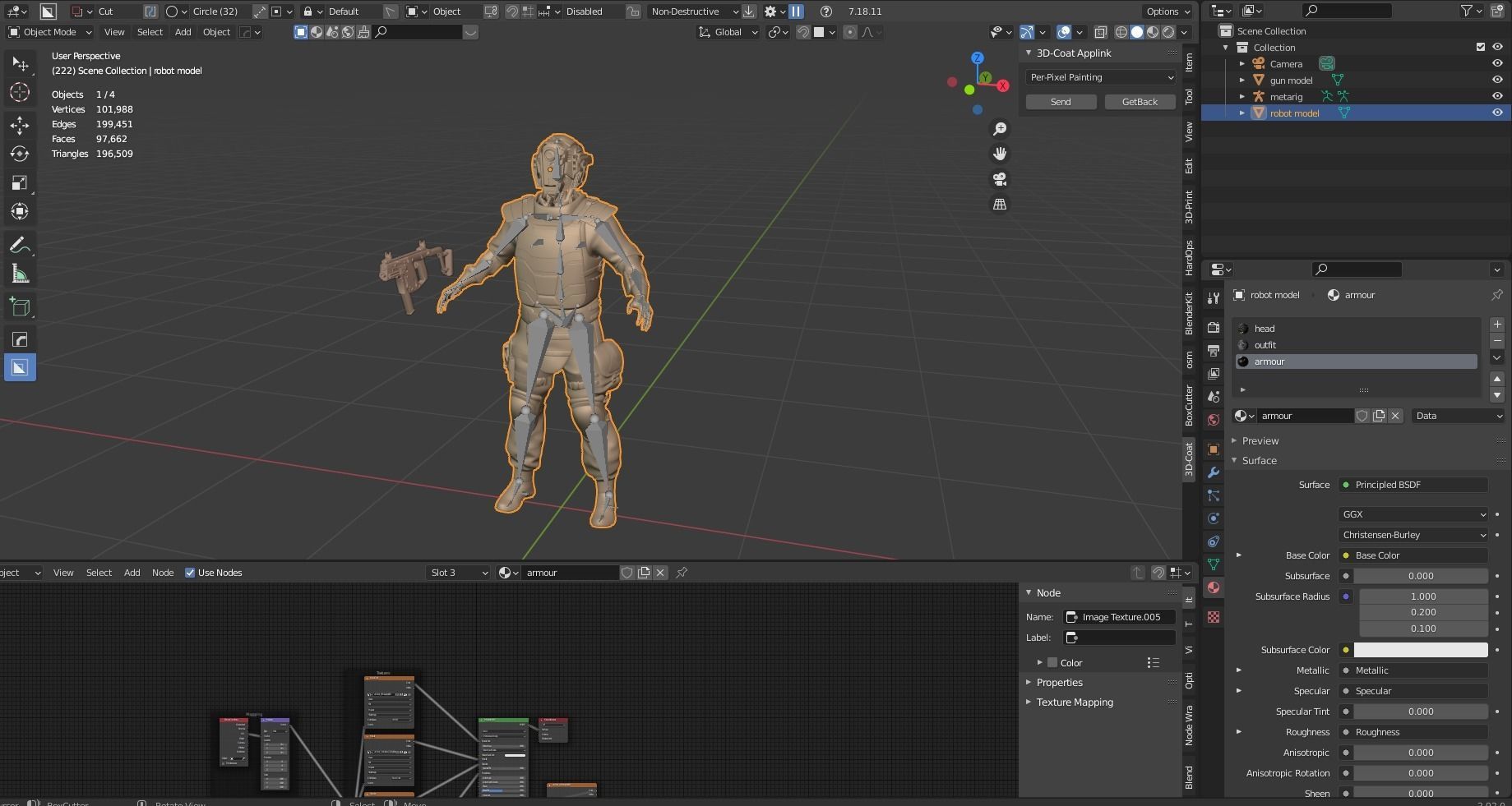 Futuristic police cop robot Low-poly 3D model_10