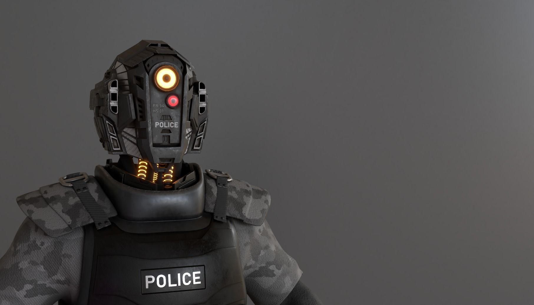 Futuristic police cop robot Low-poly 3D model_2