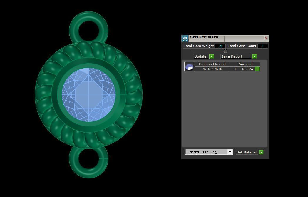 bracelet pair of sterling silver charms with diamond in center 3D print model_1