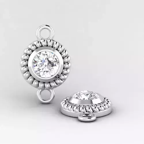 bracelet pair of sterling silver charms with diamond in center