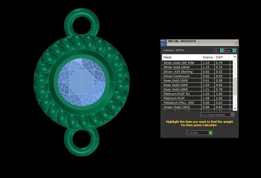 bracelet pair of sterling silver charms with diamond in center 3D print model_2