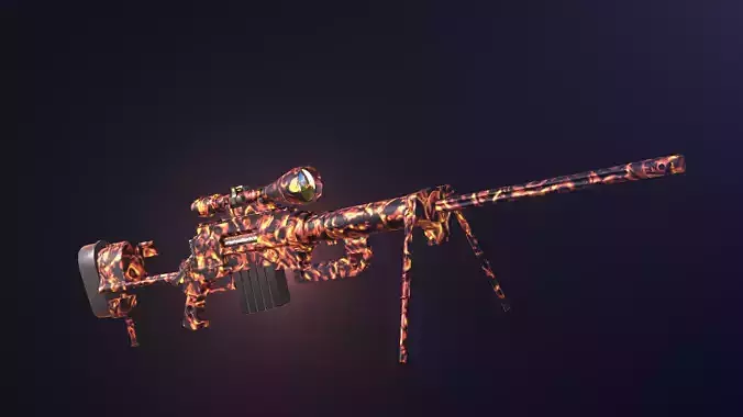 Sniper rifle CheyTac M200 Material low-poly Game