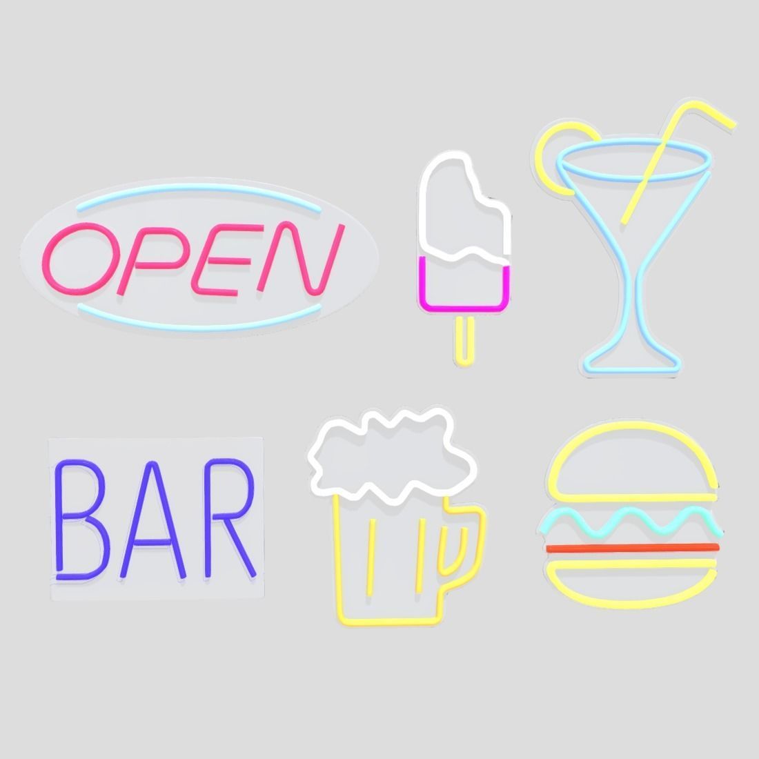 Neon Sign Pack Low-poly 3D model_2