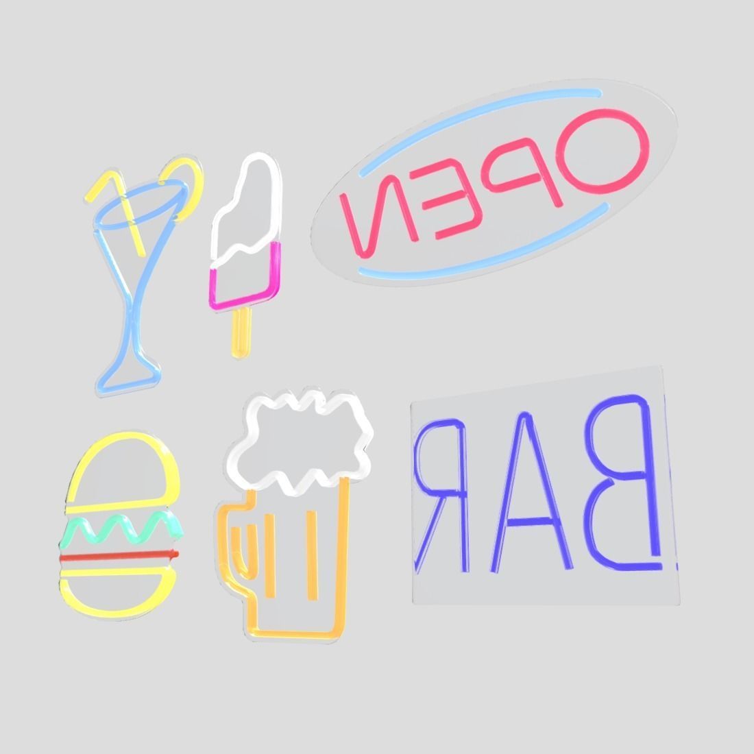 Neon Sign Pack Low-poly 3D model_8
