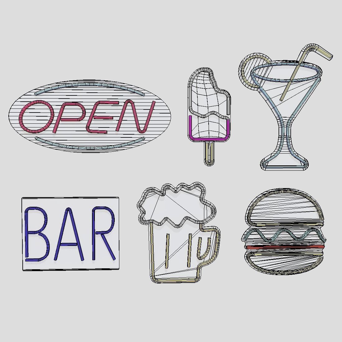 Neon Sign Pack Low-poly 3D model_3