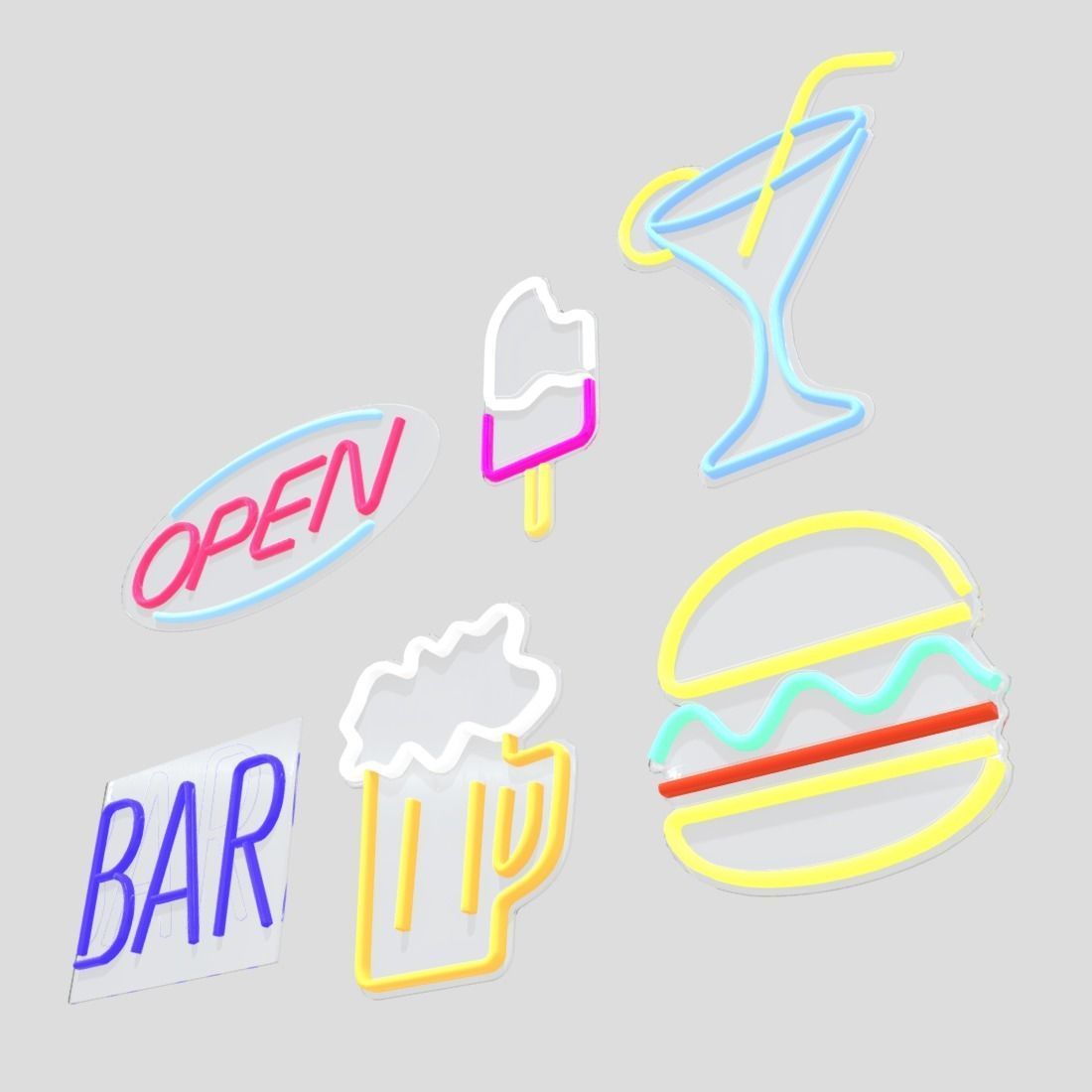 Neon Sign Pack Low-poly 3D model_10