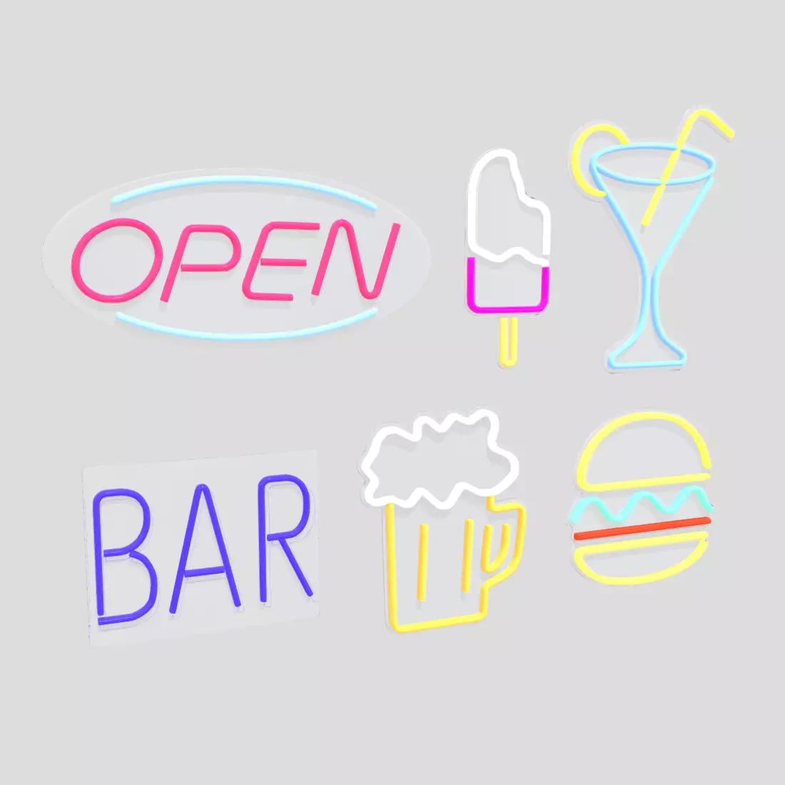 Neon Sign Pack Low-poly 3D model_0