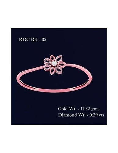 Bracelet - 2 rose gold flower bangle with diamonds 3D print model