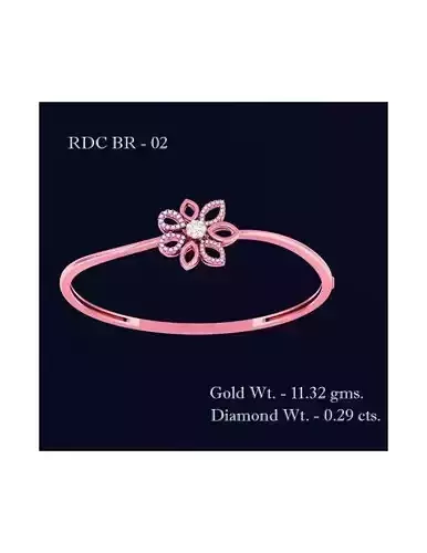 Bracelet - 2 rose gold flower bangle with diamonds