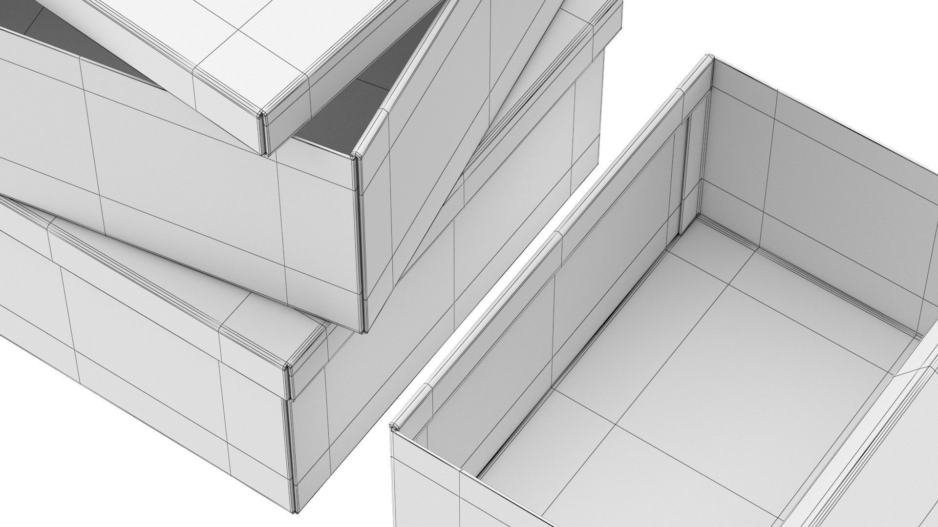 Paper Boxes Set Low-poly 3D model_12