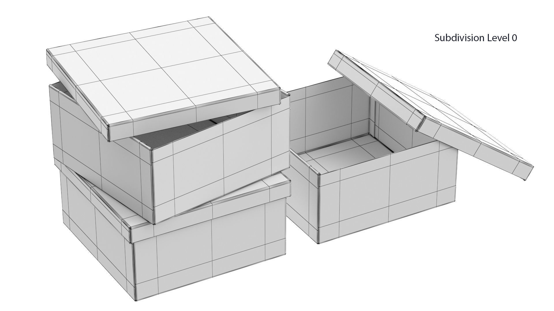 Paper Boxes Set Low-poly 3D model_8