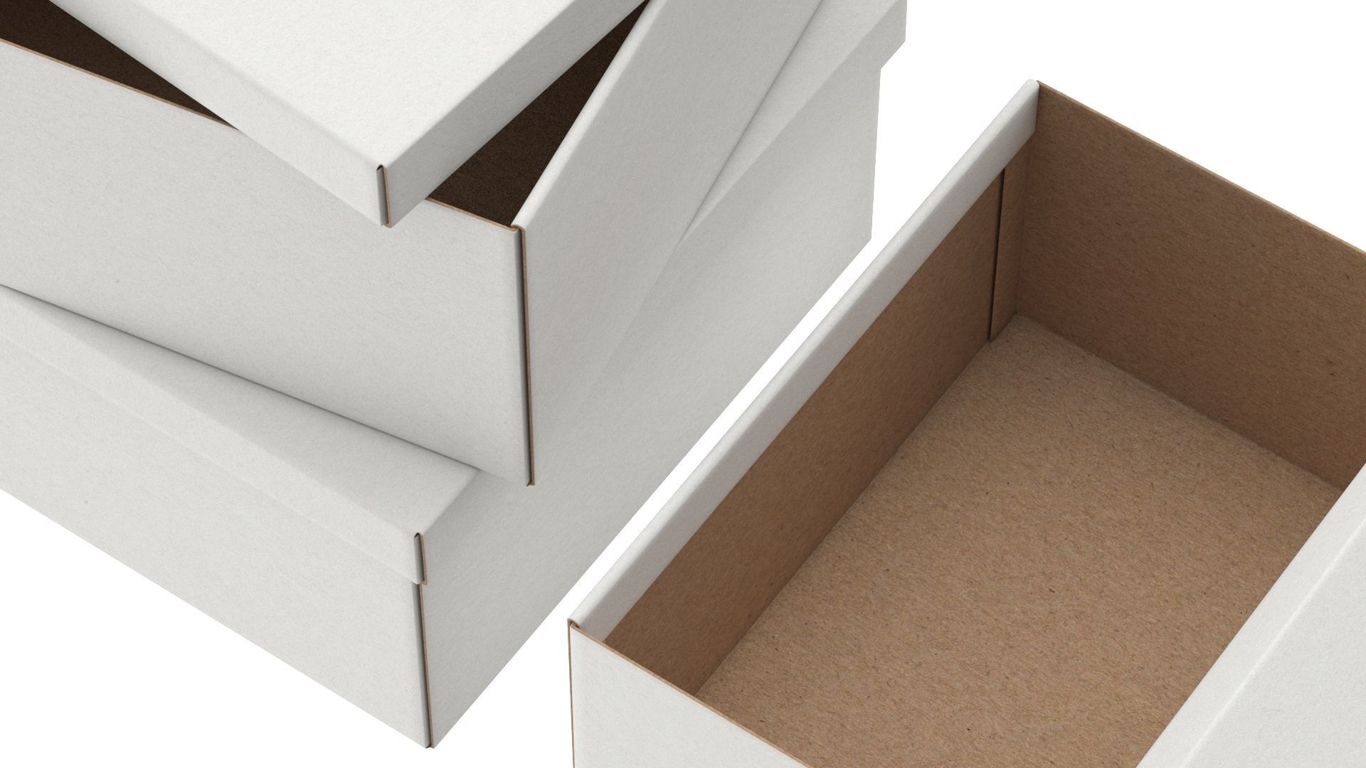 Paper Boxes Set Low-poly 3D model_4