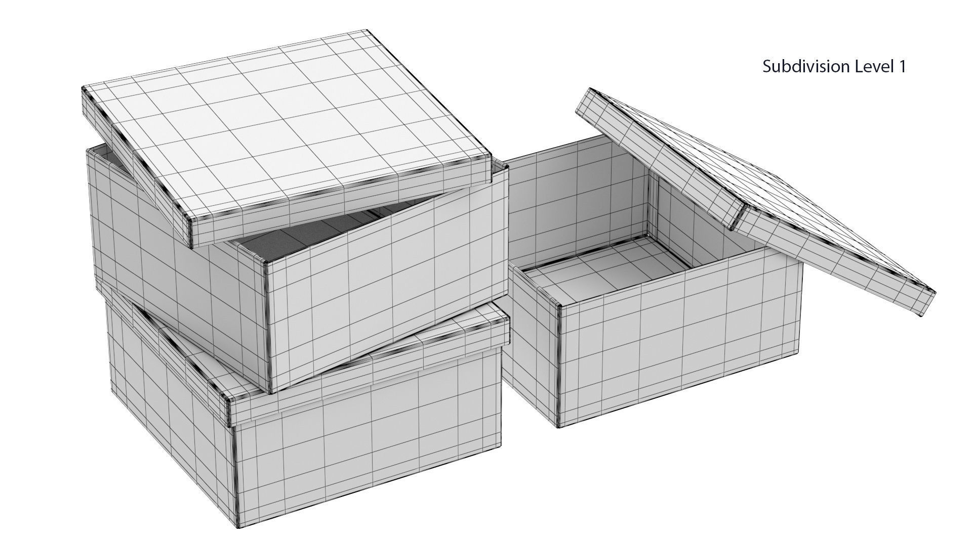 Paper Boxes Set Low-poly 3D model_9