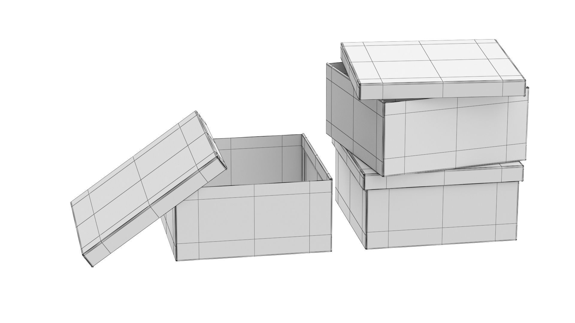 Paper Boxes Set Low-poly 3D model_14